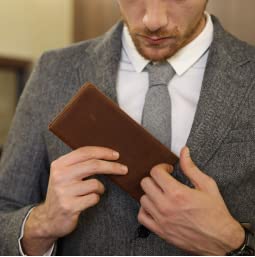Kattee Men's Vintage Genuine Leather Long Wallet, 1-Brown, Small