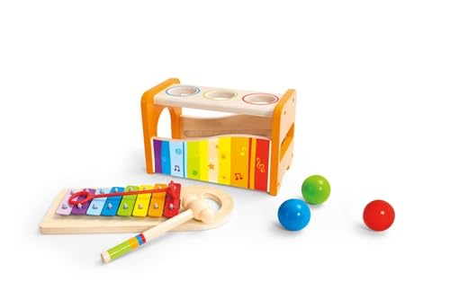 Hape Pound & Tap Bench With Slide Out Xylophone, Wooden Musical Pounding Toy
