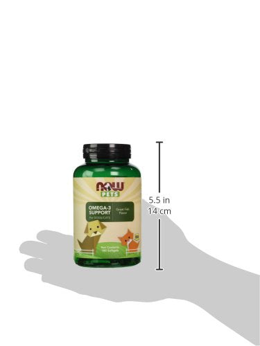 NOW Pet Health Omega 3 Supplement for Cats & Dogs, 180 Count