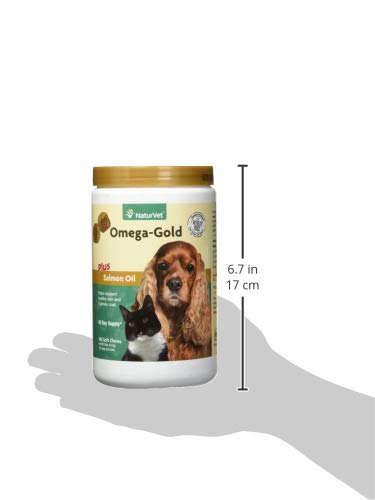 NaturVet Omega-Gold Plus Salmon Oil Skin Supplement for Pets, 180 Count