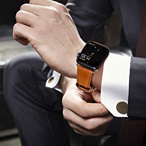iBazal Leather Watch Band, Brown/Silver, 42/44/45/49 mm