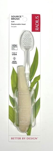 RADIUS Source Brush Toothbrush, Soft Bristles, Upcycled Wood Handle