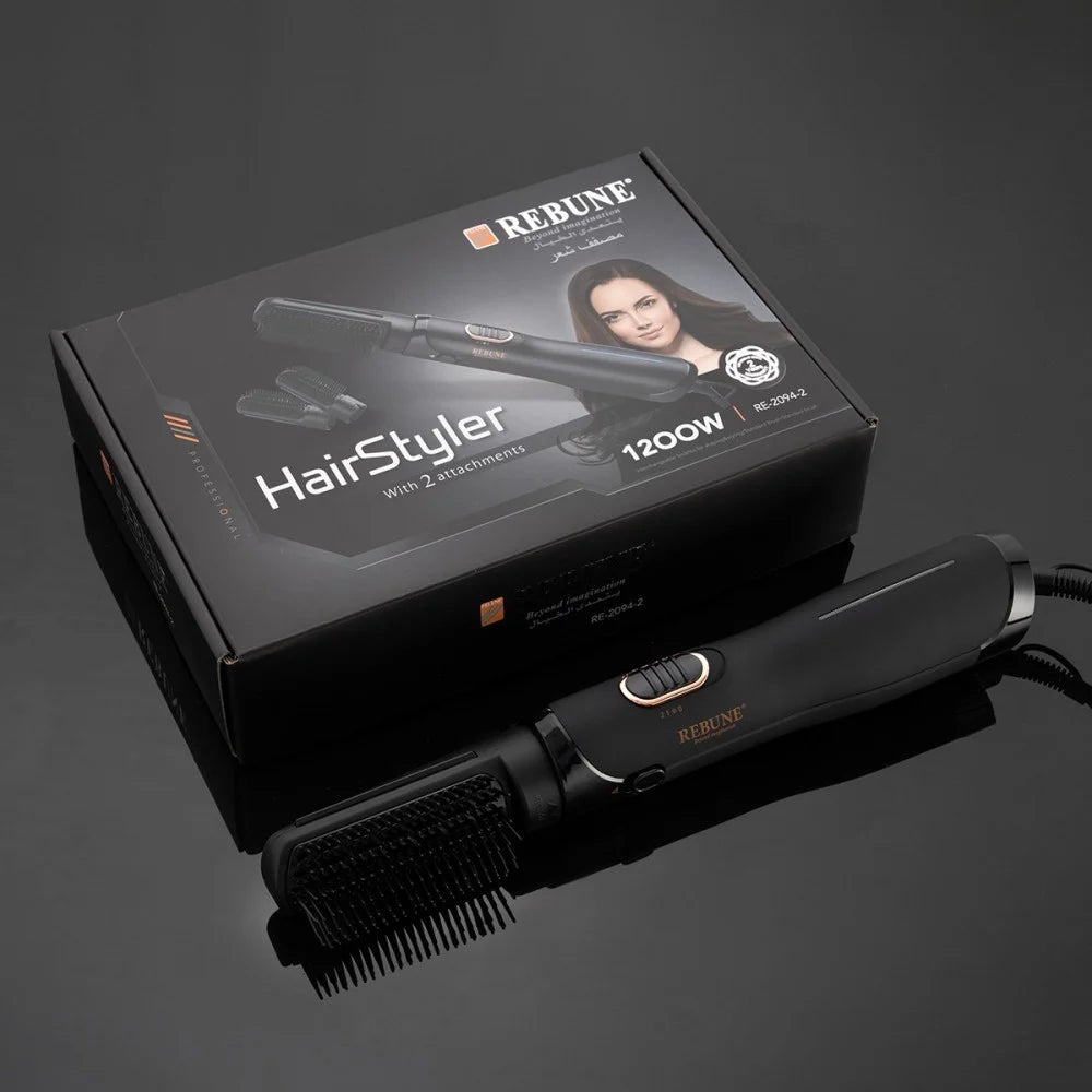 Hair styler, two pieces, 1200 watts, black, RE-2094-2