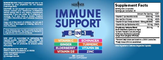 NEW AGE 8 in 1 Immune Support Supplement, 120 Count, Pack of 2