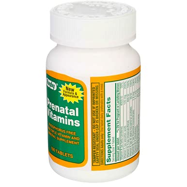 RUGBY LABORATORIES Prenatal Vitamins, 100 Count