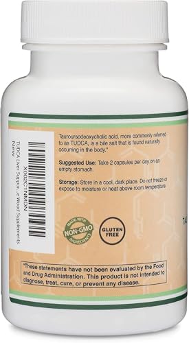Double Wood Supplements TUDCA Liver Support Supplement, 500 mg, 60 Count