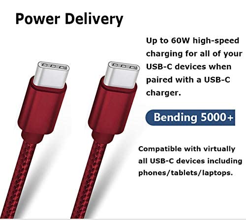 RoFI USB C to USB C Cable, 60W, Red, 2 Count, 4 ft