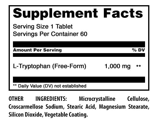 Amazing Nutrition L-Tryptophan Tablets, 1000 mg, 60 Count, Pack of 3