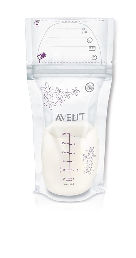 Philips Avent Breast Milk Storage Bags, Clear, 6 oz, 50 Count