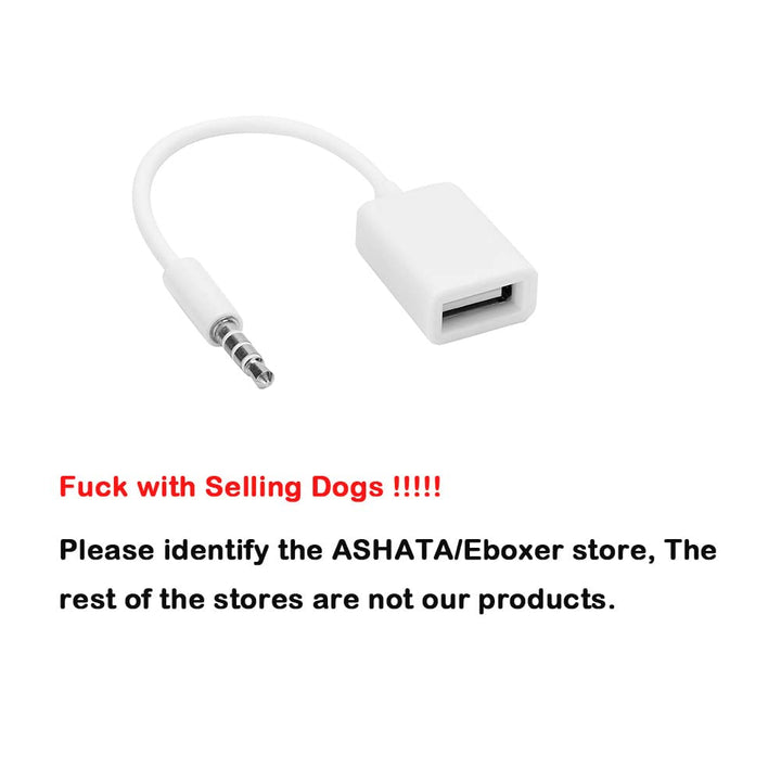 ASHATA 3.5mm Male AUX Plug to USB Female Adapter Cable