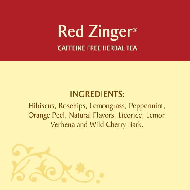 Celestial Seasonings Red Zinger Herbal Tea, Caffeine Free, 20 Count