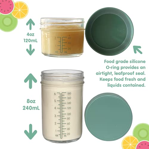 Sage Spoonfuls Baby Food Storage Jars with Lids, 4/8 oz, 6 Count