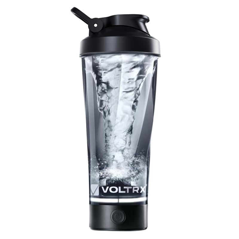 VOLTRX Electric Protein Shaker Bottle, Black, 24 oz