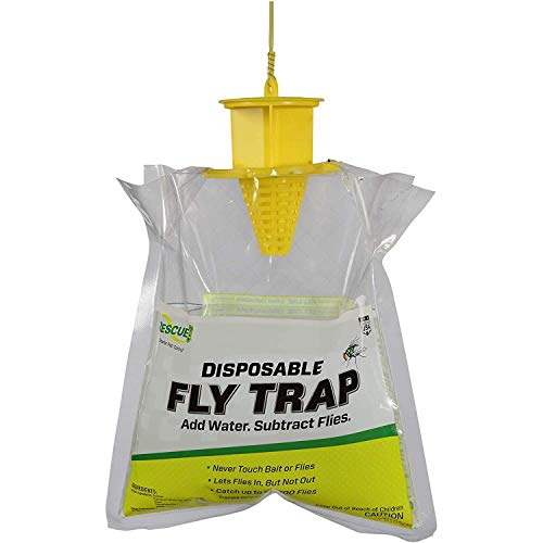 RESCUE! Outdoor Disposable Fly Trap, Hanging Fly Catcher with Attractant Bait