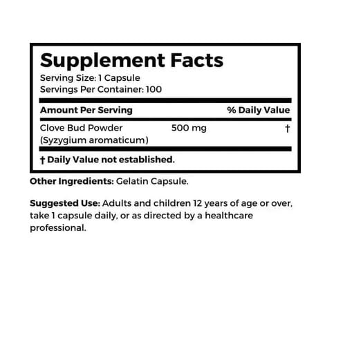 Dr Clark Store Cloves Supplement, 500 mg, 100 Count