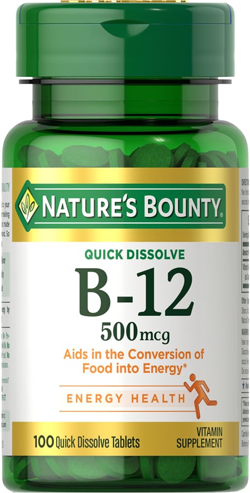 Nature's Bounty Vitamin B12 Supplement, 500 mcg, 100 Count