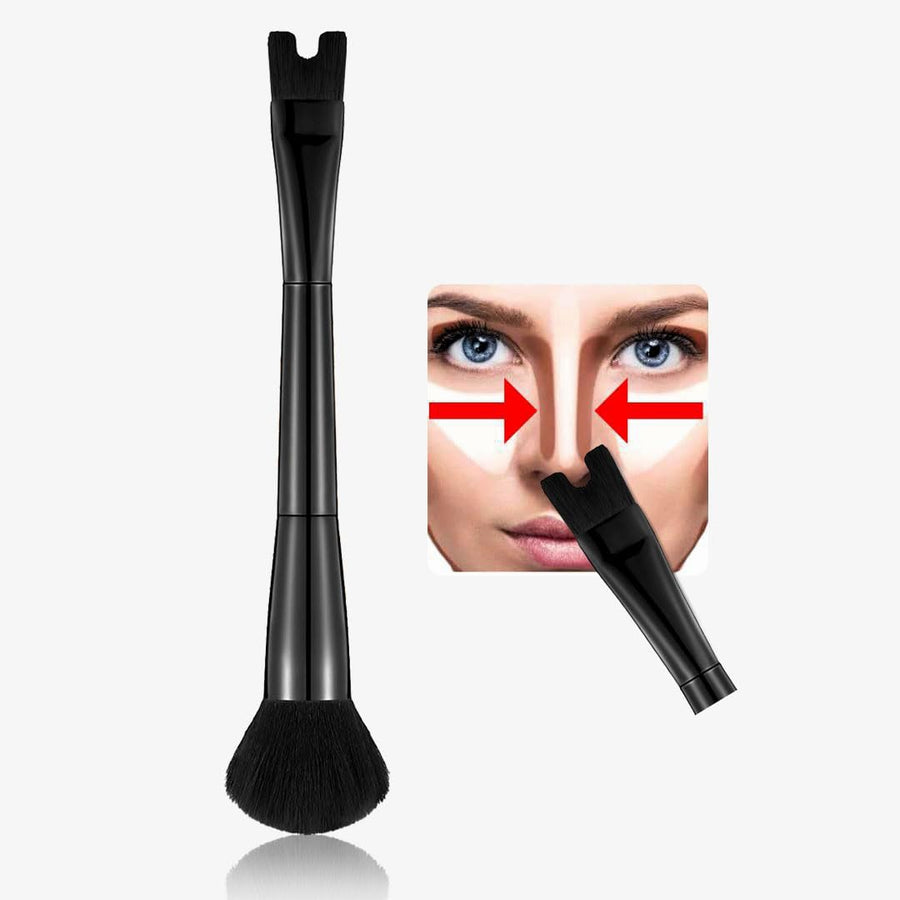 LuxoCare Nose Contour U-Shaped Makeup Brush, Dual Ended
