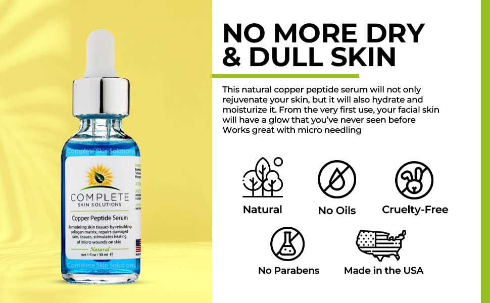 COMPLETE SKIN SOLUTIONS Copper Peptide Face Serum, 1 oz