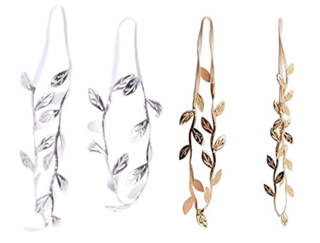 yueton Leaf Headbands, Gold and Silver, 4 Count