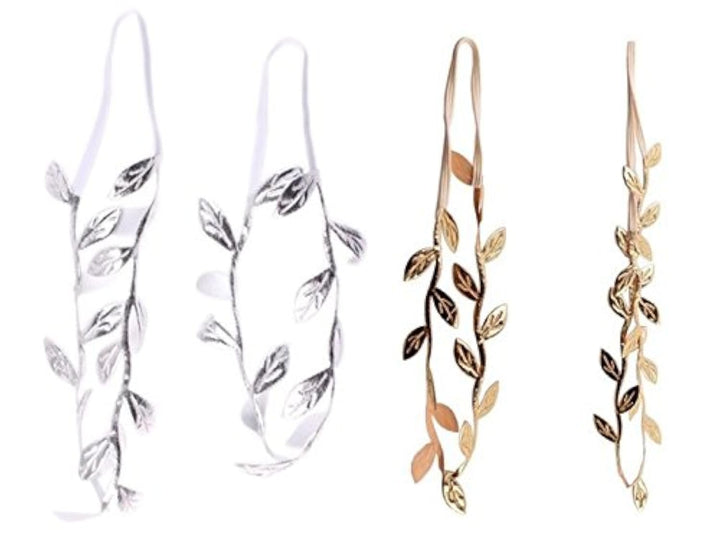 yueton Leaf Headbands, Gold and Silver, 4 Count
