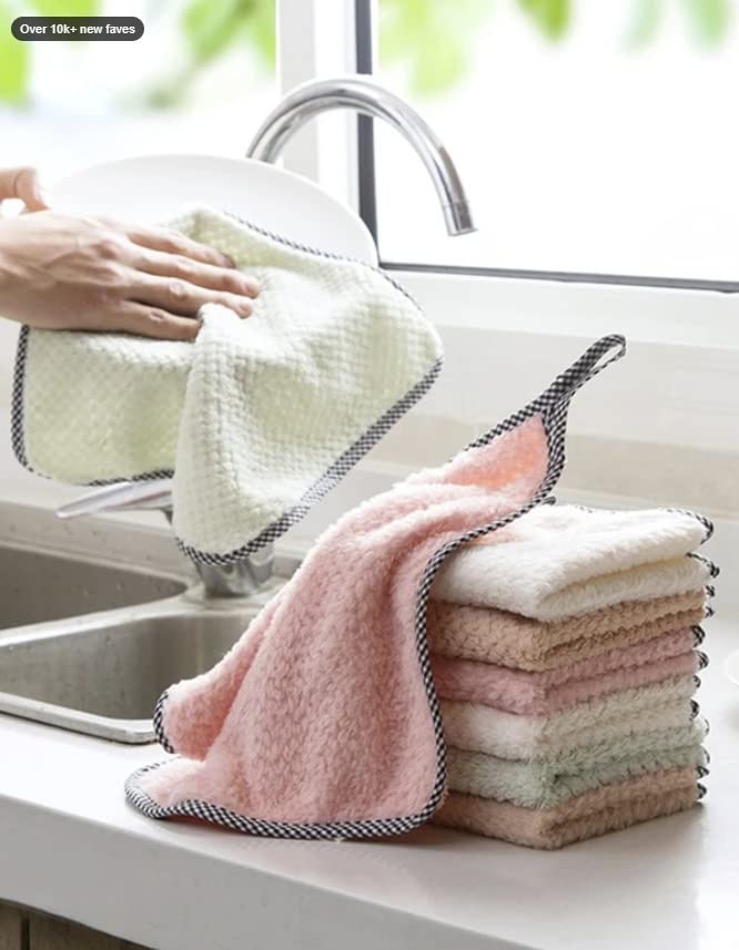 Generic Absorbent Non-Stick Dishwashing Cloth, Random Color, 5 Count