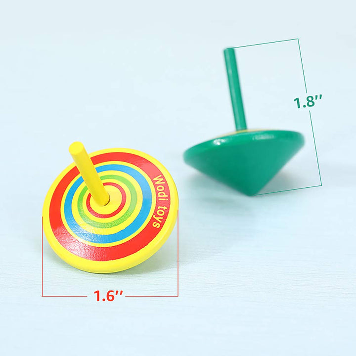 M MUGIT Wooden Spinning Tops Set, 10 Count