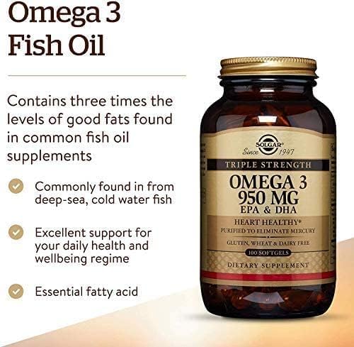 Solgar Triple Strength Omega-3 Softgels, 950 mg, 100 Count