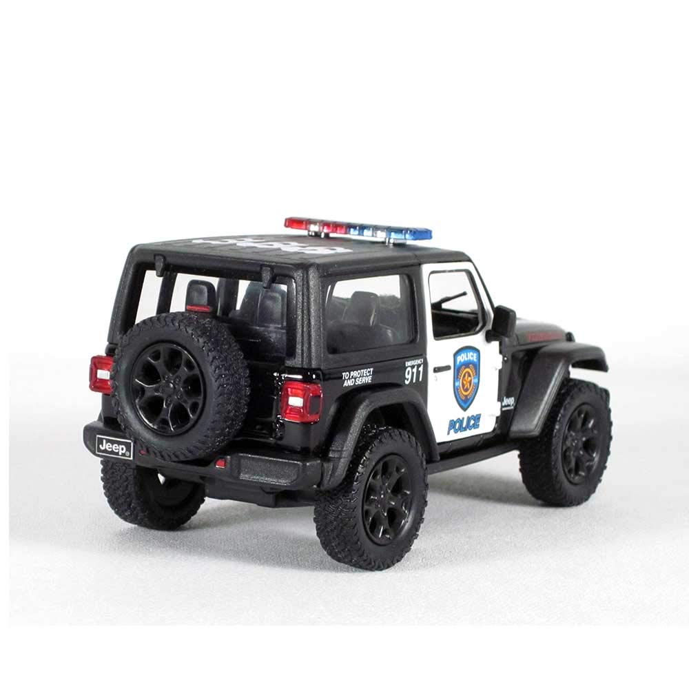 KiNSMART Jeep Wrangler Rubicon Die Cast Model Car, Rescue Police