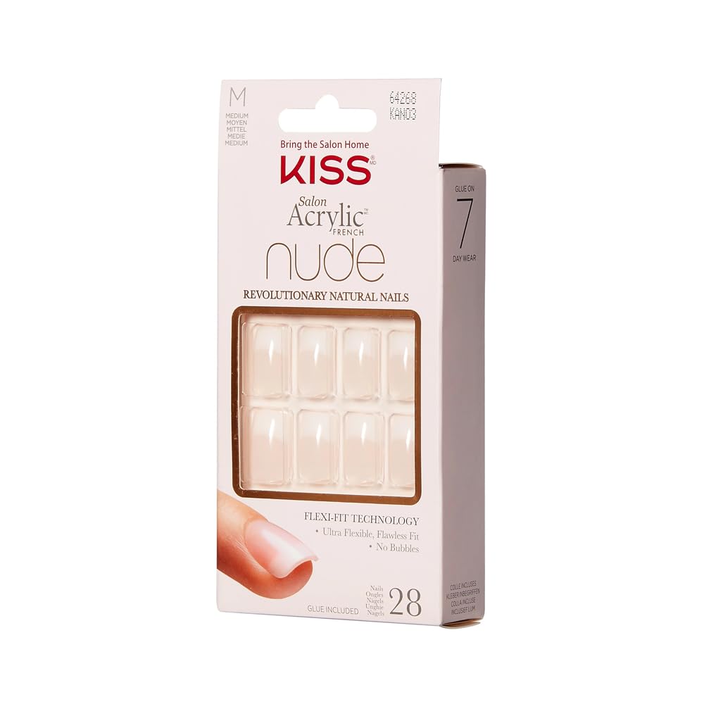 KISS Salon Acrylic French Nude Nails, 28 Count