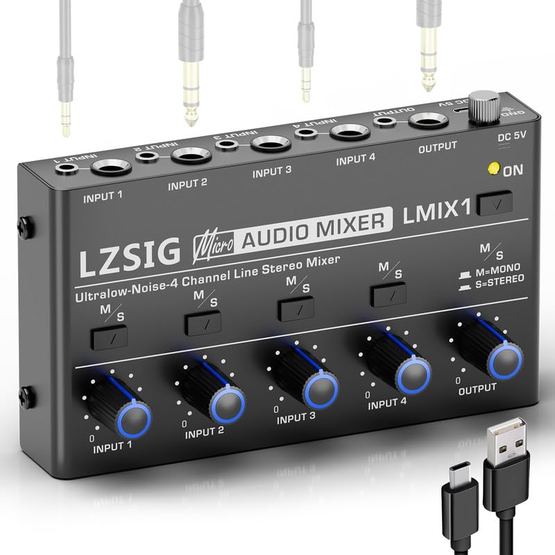 LZSIG Mini Audio Mixer, 4-Channel