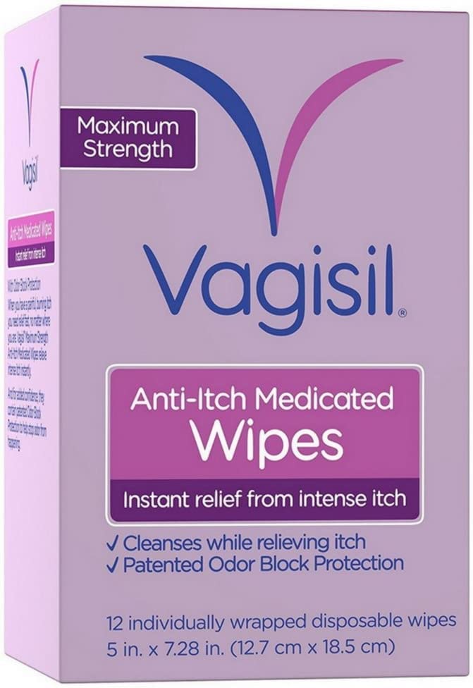 Vagisil Anti-Itch Maximum Strength Medicated Wipes, 12 Count