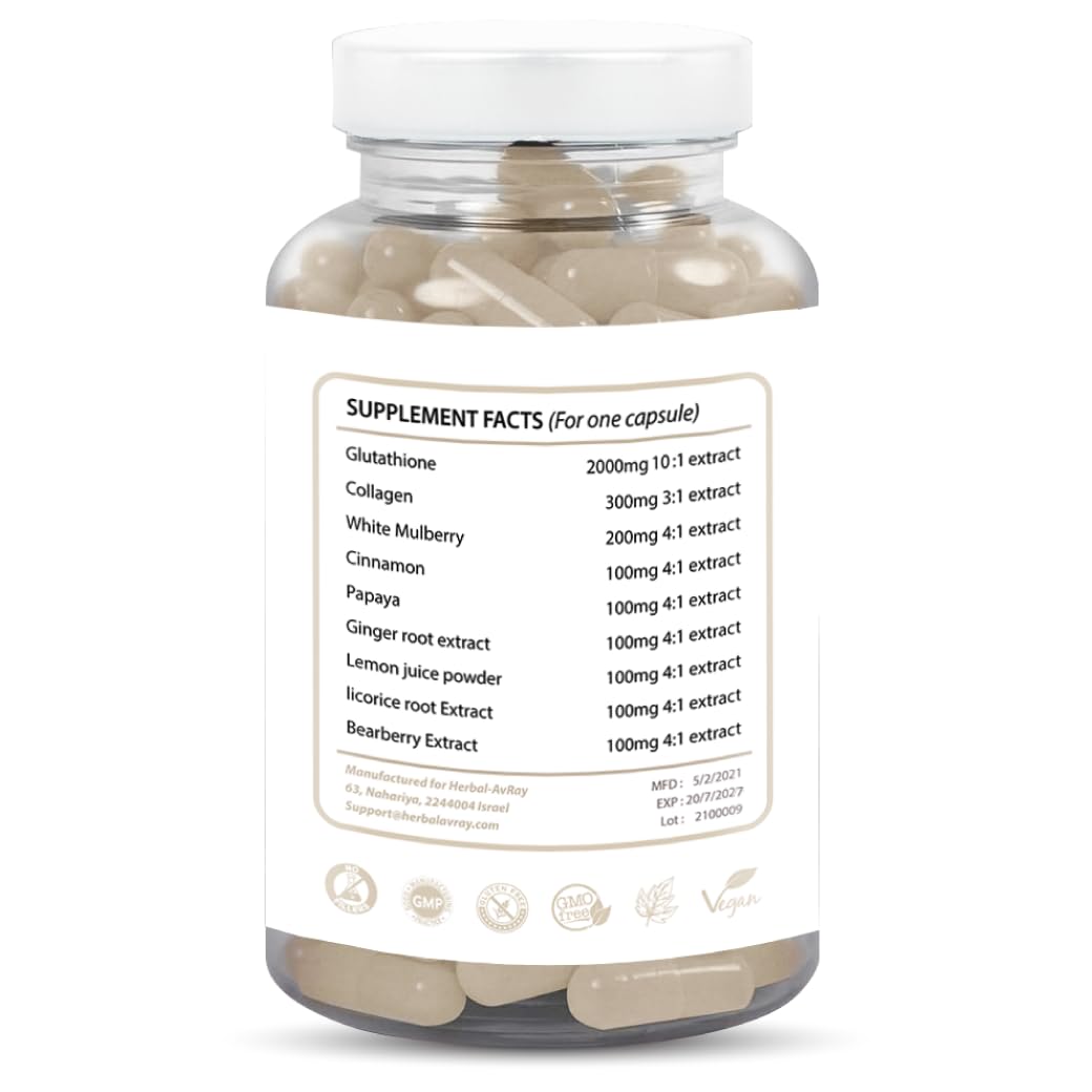 Herbal-avRay Glutathione Collagen Capsules, 90 Count