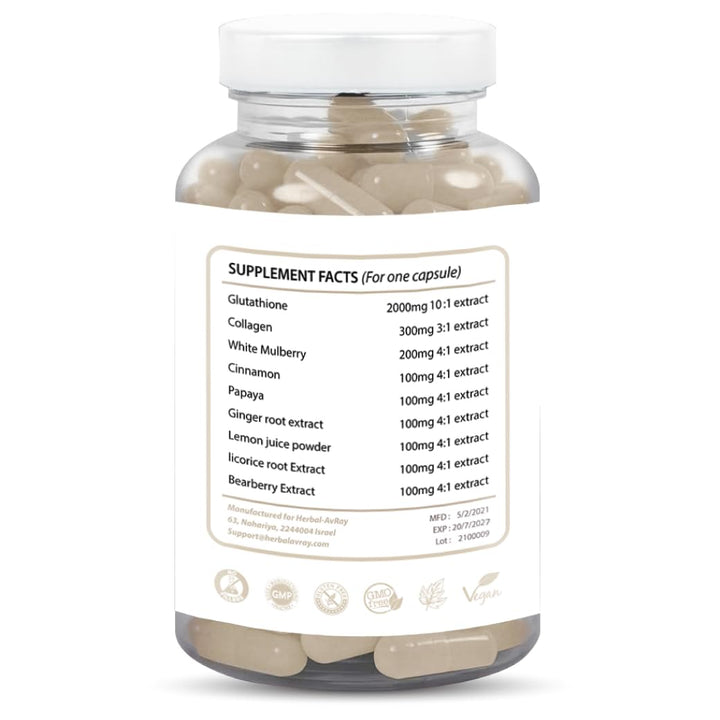 Herbal-avRay Glutathione Collagen Capsules, 90 Count
