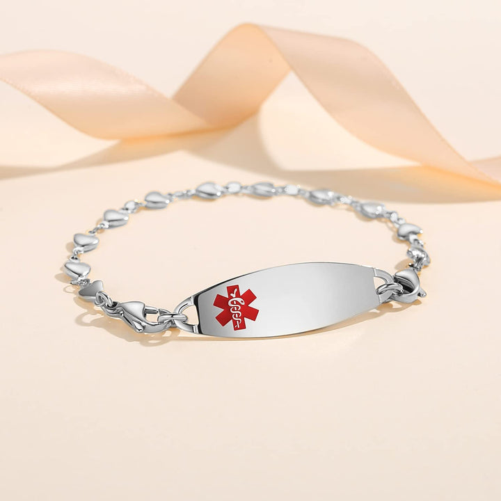 LinnaLove Medical Alert Bracelet, Stainless Steel, 6.5 in