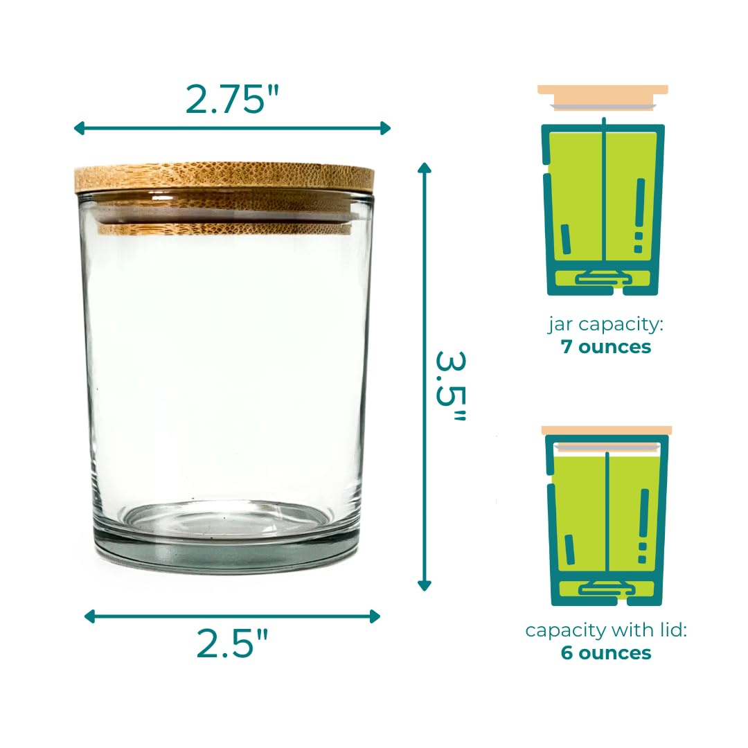 Direct Candle Supply Glass Tumbler with Wood Lid, Clear, 6 Count