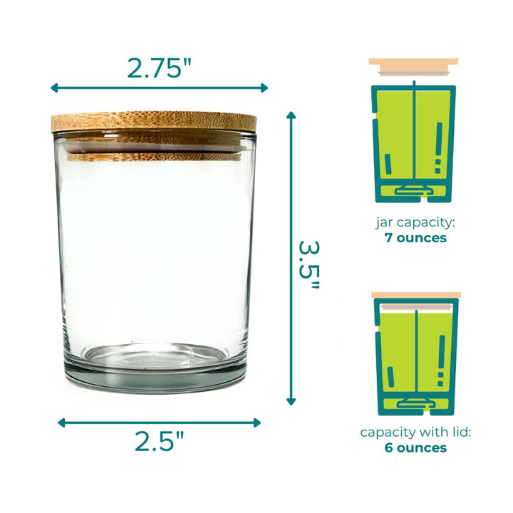 Direct Candle Supply Glass Tumbler with Wood Lid, Clear, 6 Count