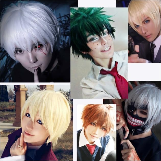 S-noilite Cosplay Wig, Short Straight Fluffy Spiky, Green