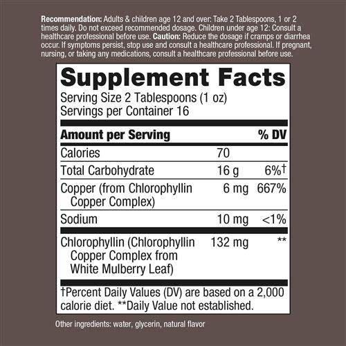 Nature's Way Chlorofresh Liquid Chlorophyll, Natural Mint, 16 fl oz, Pack of 2