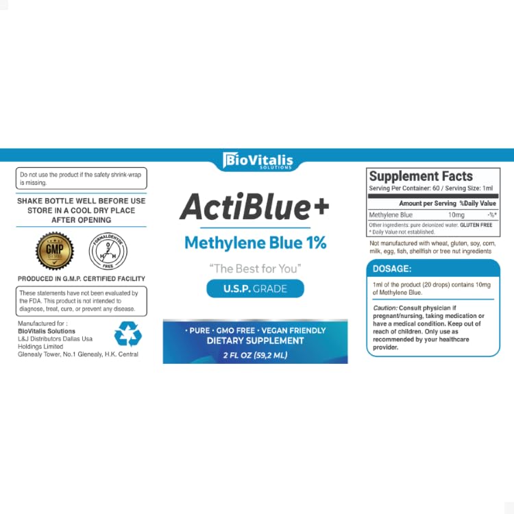 Biovitalis Solutions Actiblue+ Methylene Blue, 1%, 2 fl oz