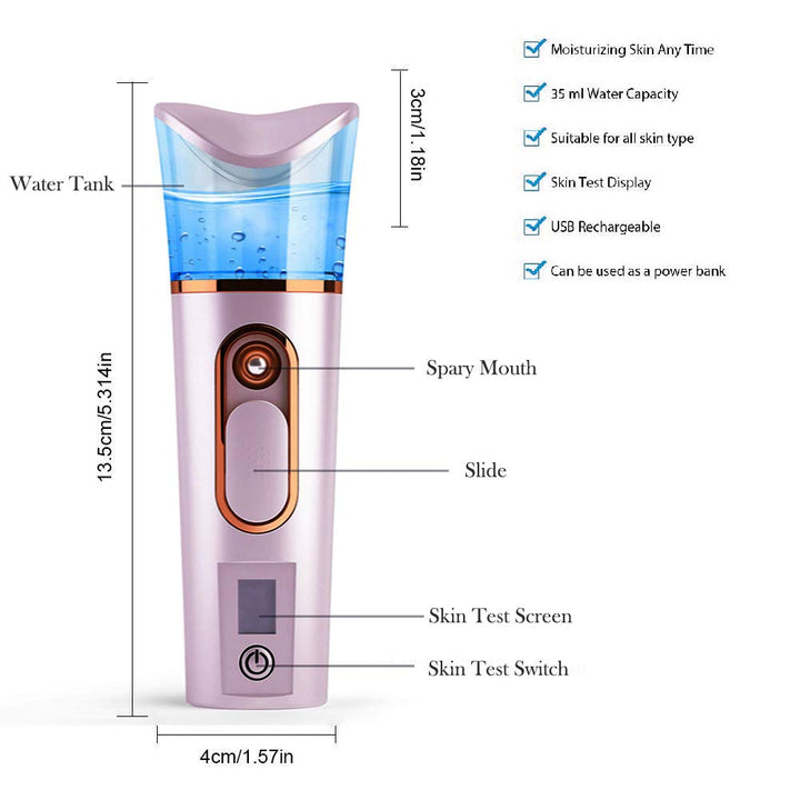 FANTEXY Nano Facial Mister With Skin Analyzer And Moisture Tester, USB