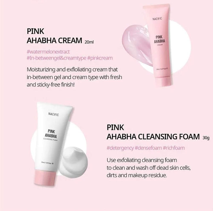 NACIFIC Pink AHA BHA Kit, Travel Size