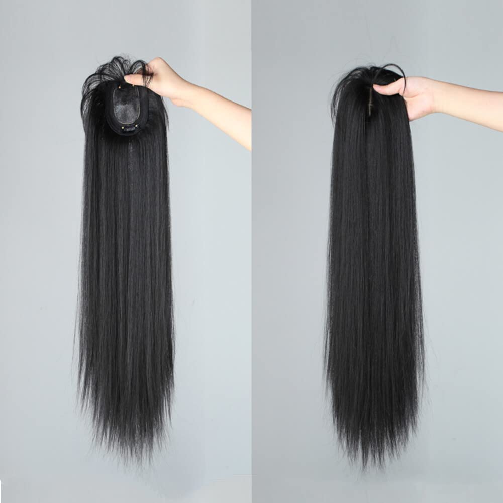 LesafeV Clip In Hairpiece, Straight Black, 50cm