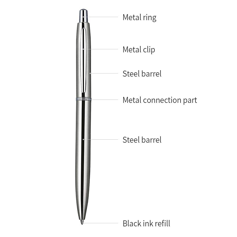ChaoQ Retractable Metal Ballpoint Pens, 3 Count