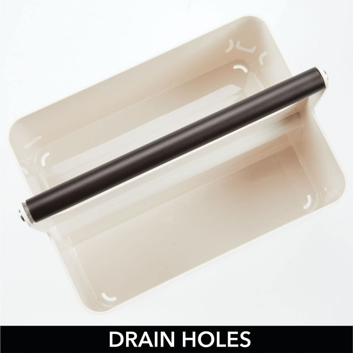 mDesign Plastic Shower Caddy Storage Organizer, Cream/Bronze