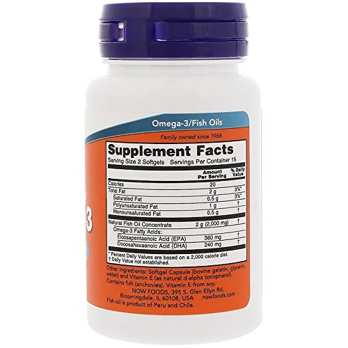 NOW Omega-3 EPA & DHA Softgels, 30 Count