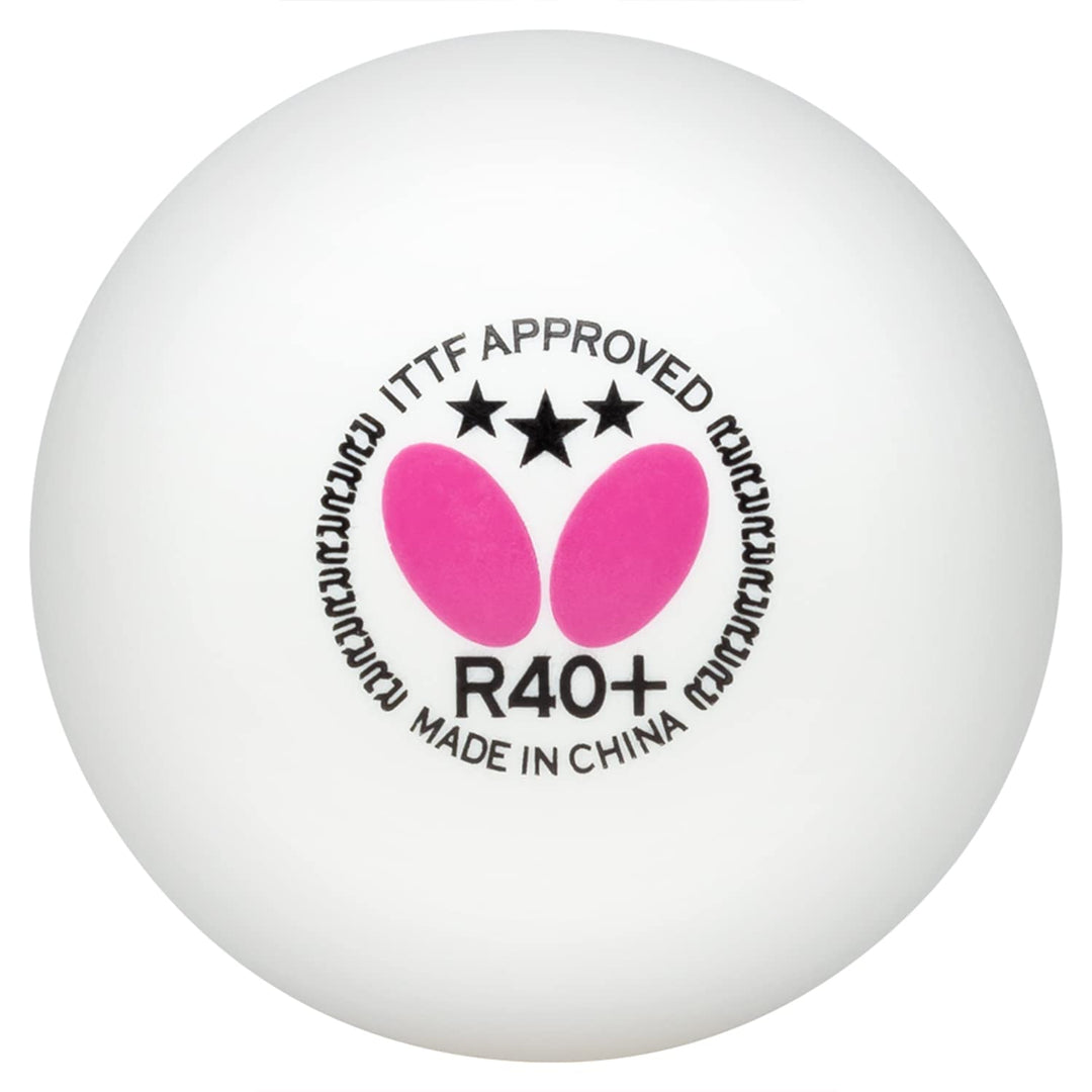 Butterfly R40+ Table Tennis Balls, White, 40mm, Pack of 3