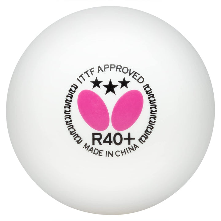 Butterfly R40+ Table Tennis Balls, White, 40mm, Pack of 3
