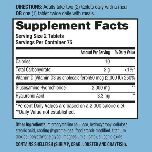 Schiff Glucosamine 2000mg with Vitamin D3 and Hyaluronic Acid, 150 Count