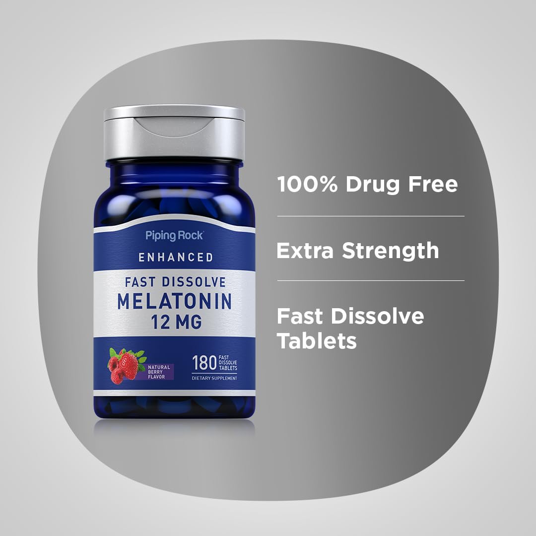 Piping Rock Melatonin Fast Dissolve, 12 mg, 180 Count