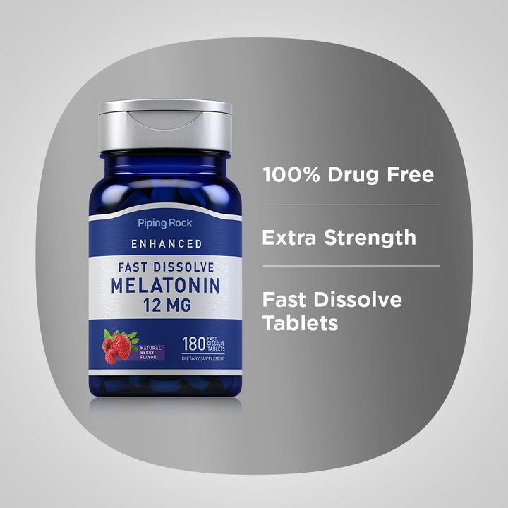 Piping Rock Melatonin Fast Dissolve, 12 mg, 180 Count
